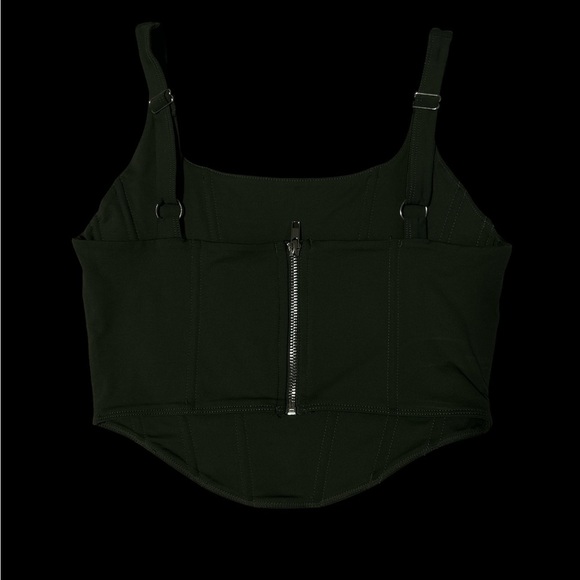Olive Green Corset zip up Top - Picture 2 of 3